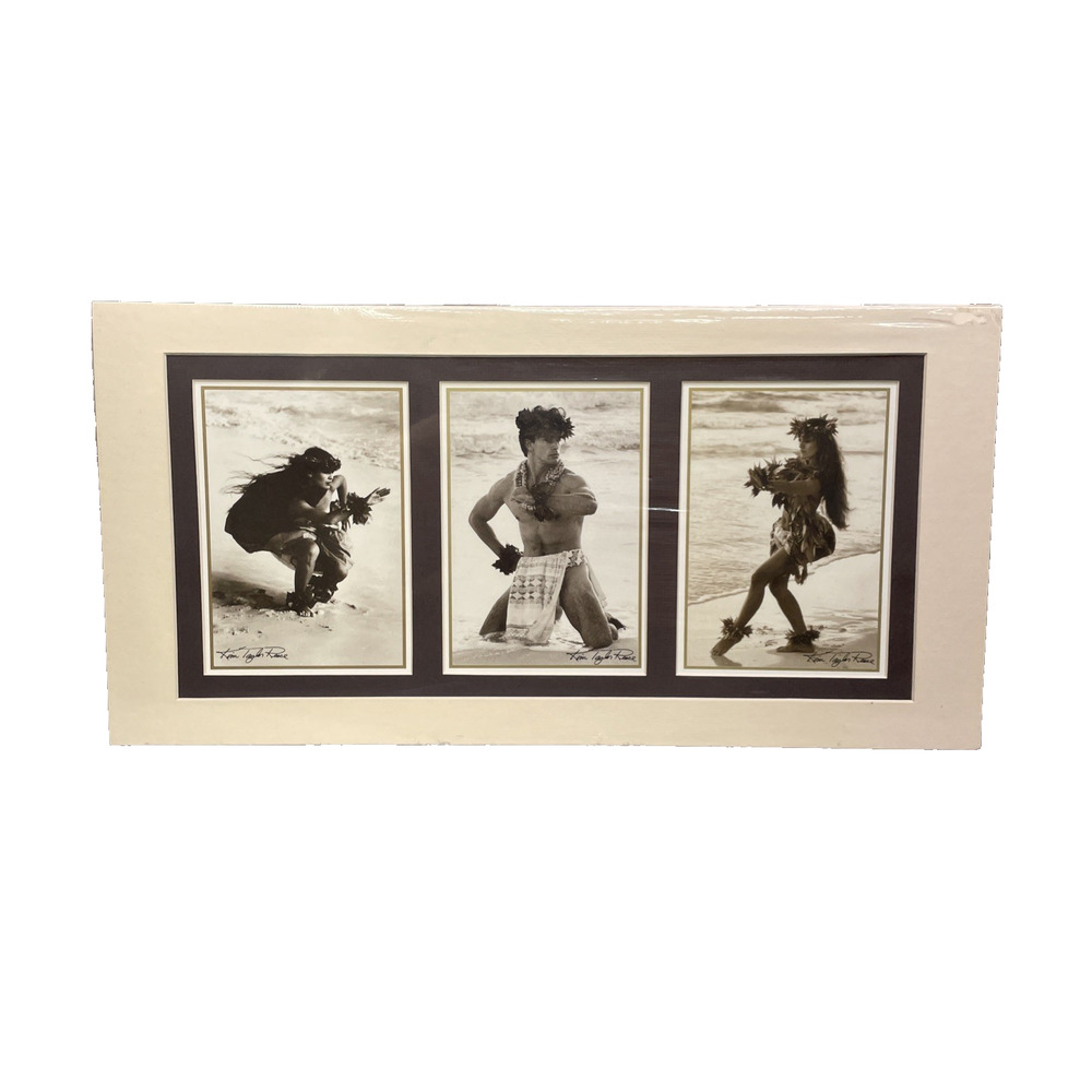 Kim Taylor Reece Hula Kahiko Print Sealed Matted Hawaiian Art 10x20 Hula Kahiko